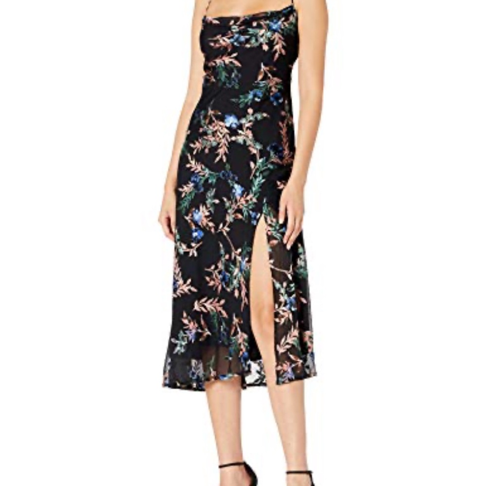 Astr Black Floral Midi Dress